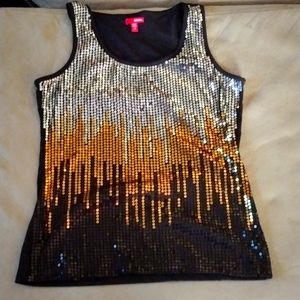 EUC .Bongo Black Silver and Gold Tank Top